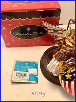 RARE Christopher Radko The Bald And The Beautiful Patriotic Eagle Flag Ornament