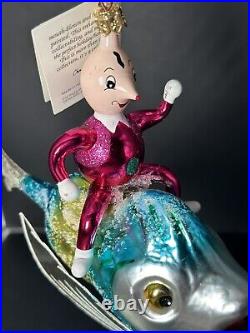 RARE HTF Christopher Radko Italian OVER THE WAVES Man on Fish Ornament 94-261-0