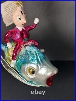 RARE HTF Christopher Radko Italian OVER THE WAVES Man on Fish Ornament 94-261-0