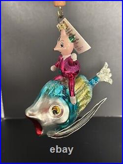 RARE HTF Christopher Radko Italian OVER THE WAVES Man on Fish Ornament 94-261-0