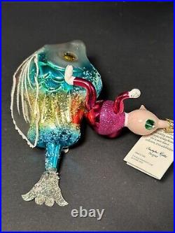 RARE HTF Christopher Radko Italian OVER THE WAVES Man on Fish Ornament 94-261-0