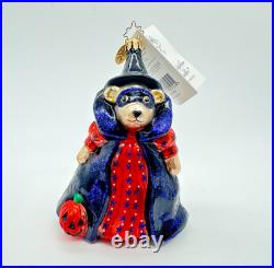RARE NWT Christopher Radko Muffy VanderBear Witch Halloween Glass Ornament