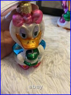 RARE Radko Disney 2000 JEWEL DONALD & DAISY SNOWBALL Donald Duck Ornament