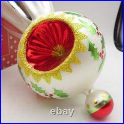 RARE Radko Glass Christmas Ornament SARABAND Triple Indent Reflector Drop Ball