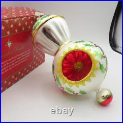 RARE Radko Glass Christmas Ornament SARABAND Triple Indent Reflector Drop Ball