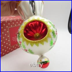 RARE Radko Glass Christmas Ornament SARABAND Triple Indent Reflector Drop Ball