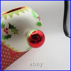 RARE Radko Glass Christmas Ornament SARABAND Triple Indent Reflector Drop Ball