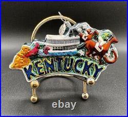 RARE Radko Lucky in Kentucky USA State Glittery Glass And Christmas Ornament