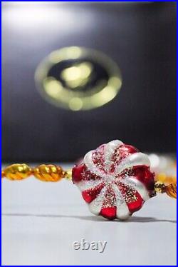 RARE Retired CHRISTOPHER RADKO Peppermint Joy Christmas Glass Garland 70