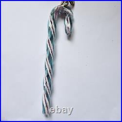 RARE VINTAGE Christopher Radko Candy Cane ornament'Minty Twirls' Blue/Pink