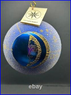 RARE VTG Christopher Radko ASTRONOMY Zodiac Sugared Round Ball Ornament 96-218-0