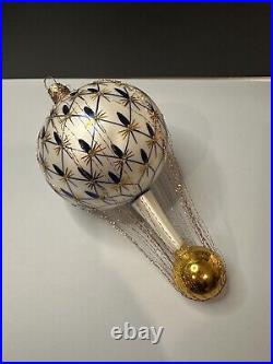 RARE VTG Christopher Radko FRENCH REGENCY Wired Blue Balloon Ornament 93-161-0