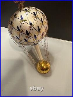 RARE VTG Christopher Radko FRENCH REGENCY Wired Blue Balloon Ornament 93-161-0