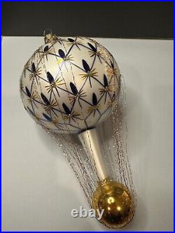 RARE VTG Christopher Radko FRENCH REGENCY Wired Blue Balloon Ornament 93-161-0