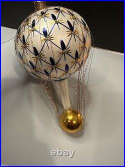 RARE VTG Christopher Radko FRENCH REGENCY Wired Blue Balloon Ornament 93-161-0