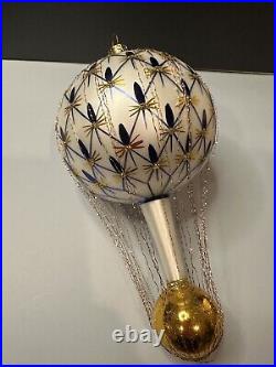 RARE VTG Christopher Radko FRENCH REGENCY Wired Blue Balloon Ornament 93-161-0