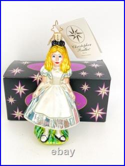 RARE Vint. Christopher Radko Disney ALICE IN WONDERLAND Alice Glass Ornament NIB