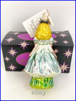 RARE Vint. Christopher Radko Disney ALICE IN WONDERLAND Alice Glass Ornament NIB