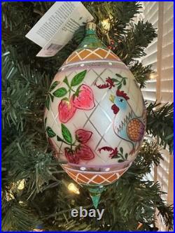 RETIRED RARE NWT Radko Ornament Poland Hand Blown Glass Rooster Strawberries