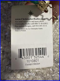 RETIRED RARE NWT Radko Ornament Poland Hand Blown Glass Rooster Strawberries