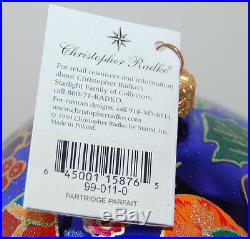 RET Radko PARTRIDGE PARFAIT Christmas Ornament LG BALL 99-011-0 Rare