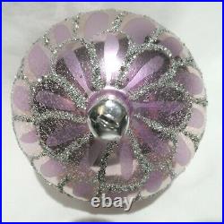 Radko 1988 LILAC SPARKLE Vintage Lilac Ball with Silver Glitter Ornament NEW