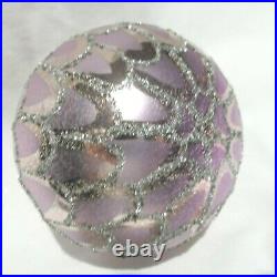 Radko 1988 LILAC SPARKLE Vintage Lilac Ball with Silver Glitter Ornament NEW