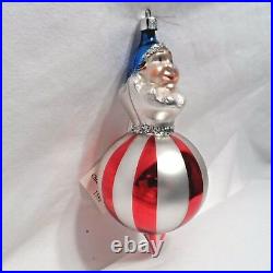 Radko 1990 JOEY CLOWN Vintage Striped Circus Clown RARE Ornament NEW withTag