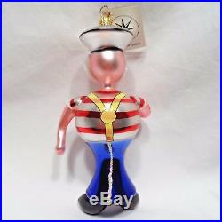 Radko 1994 SHIPS AHOY Vintage Sailor withTattoo RARE Ornament NEW withTag & Box