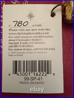 Radko 1999 PEACE ON EARTH Ltd Ed Nativity Angel Ball Ornament NEW #780 of 5,000