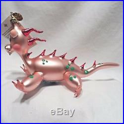 Radko 2002 DRAGON PUFF VERY RARE Pink Dragon Reptile Ornament NEW withTag ITALY