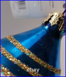 Radko 7.5 Sapphire Regency Drop 2001 Ornament Blue Orange Gold Christmas