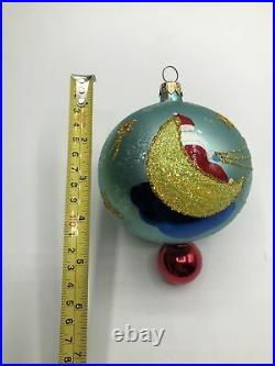 Radko 96 REACH FOR A STAR 96-209-0 Santa Moon Star Drop Ball Christmas Ornament