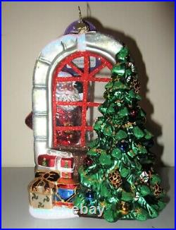 Radko A GLIMPSE OF CHRISTMAS Santa Peeking In Window Ornament 8 New NWT 1016985
