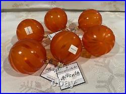 Radko Accents Collection Copper Glass Ornaments 1 box of 6 striped clear