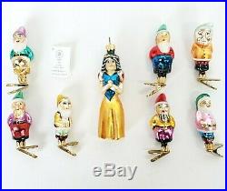 Radko And Snowy Makes Eight Disney Snow White & 7 Dwarfs 1995 Ornament Set