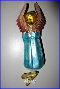 Radko Angel WINGS and PRAYER Clip-On Christmas Ornament Angelique BLUE 93-123-3