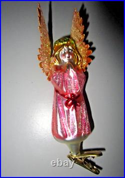 Radko Angel WINGS and PRAYER Clip-On Christmas Ornament Pink 93-123-3