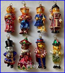 Radko Bears Set Of 8 Ornaments