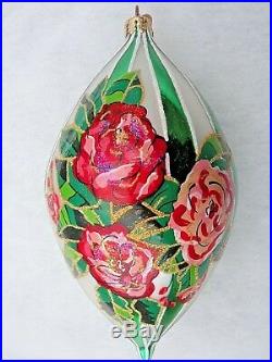 Radko Belmont Rose Ornament 7-1/2 Ball Drop