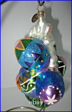 Radko Bunny Rabbits Boy Girl Couple in Middle of Easter Egg Pile Ornament RARE