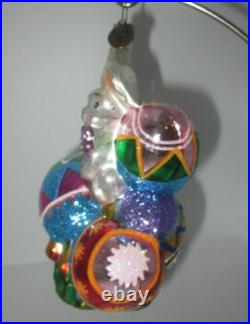 Radko Bunny Rabbits Boy Girl Couple in Middle of Easter Egg Pile Ornament RARE