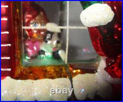 Radko CLAUSE ENCOUNTERS Santa Looking in Window Girl Dog Christmas Ornament