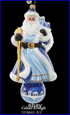 Radko COBALT KRINGLE SANTA Ornament 8.5 2003 Ball Drop BLUE