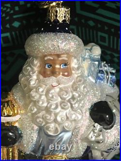 Radko COBALT KRINGLE SANTA Ornament 8.5 2003 Ball Drop BLUE