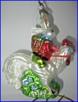 Radko COCK A DOODLE COTTONTAIL Easter Bunny Ornament 1012167 Rare with Store Tag