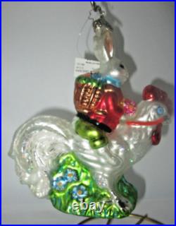 Radko COCK A DOODLE COTTONTAIL Easter Bunny Ornament 1012167 Rare with Store Tag
