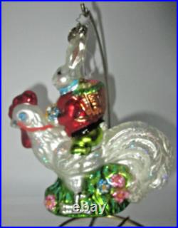 Radko COCK A DOODLE COTTONTAIL Easter Bunny Ornament 1012167 Rare with Store Tag