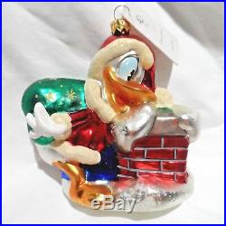Radko Disney 1998 DOWN THE CHIMNEY Vintage DONALD DUCK Ornament NEW withTag&Box