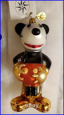 Radko Disney 75th Anniversary Mickey Mouse Ornaments Mickey & Minnie Pair